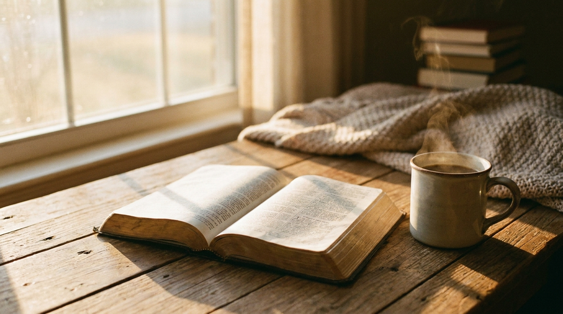 Open Bible with soft light, representing peace and comfort from Scripture on anxiety and worry