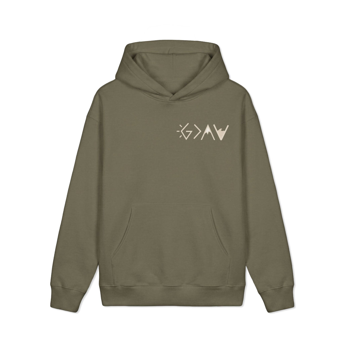 God Is Greater Than the Highs and Lows Christian Hoodie — Olive